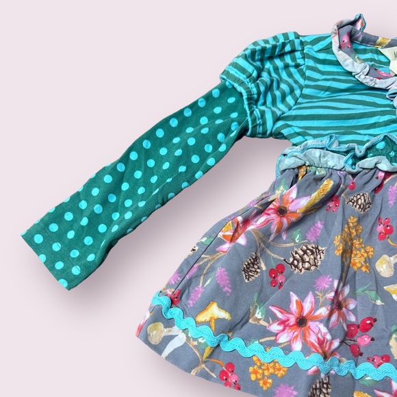 Baby Matilda Jane Stripe Polka Dot Fall Floral Print Mushroom Dress 12-18 Mon - Picture 4 of 10